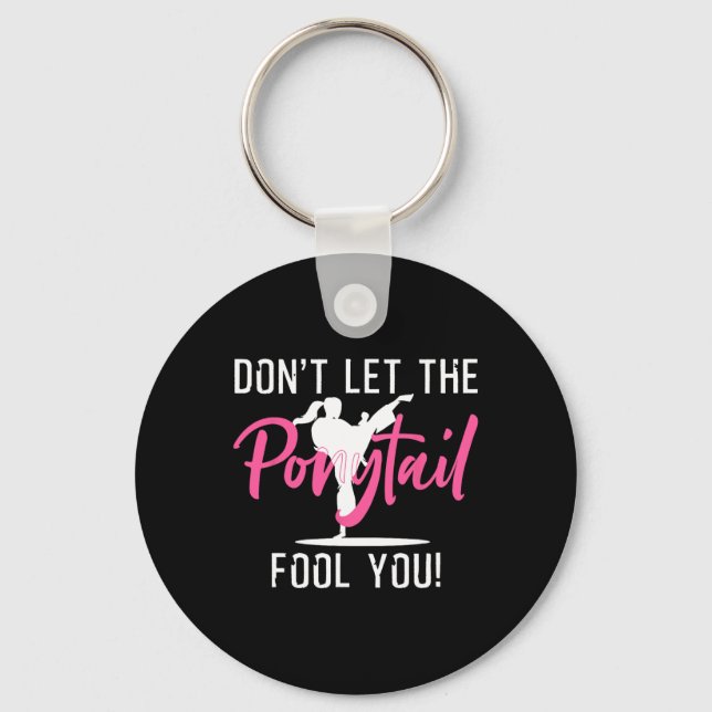 Funny Girl Karate Design Kids Women Kickboxing Bla Key Ring (Front)