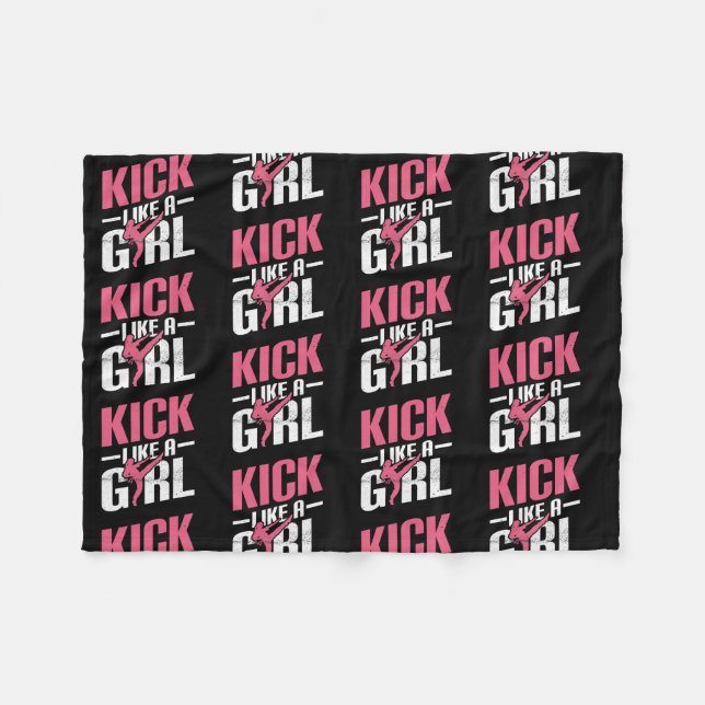 Funny Girl Martial Arts Girl Karate Girl Fleece Blanket (Front (Horizontal))