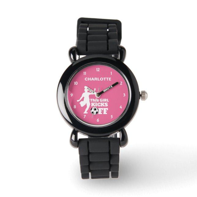 Funny Girl Soccer Player Personalised Graphic Watch (Front)