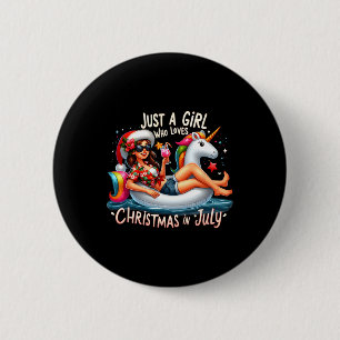 Funny Girl Unicorn Just A Girl Who Loves Christmas 6 Cm Round Badge