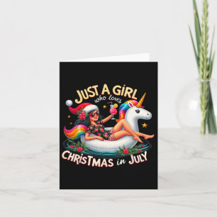 Funny Girl Unicorn Just A Girl Who Loves Christmas Card