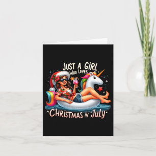 Funny Girl Unicorn Just A Girl Who Loves Christmas Card