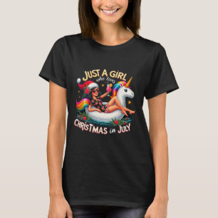 Funny Girl Unicorn Just A Girl Who Loves Christmas T-Shirt