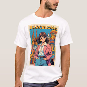 Funny Girl Vintage Post Card Barcelona T-Shirt