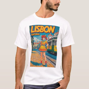 Funny Girl Vintage Post Card Lisbon Portugal T-Shirt