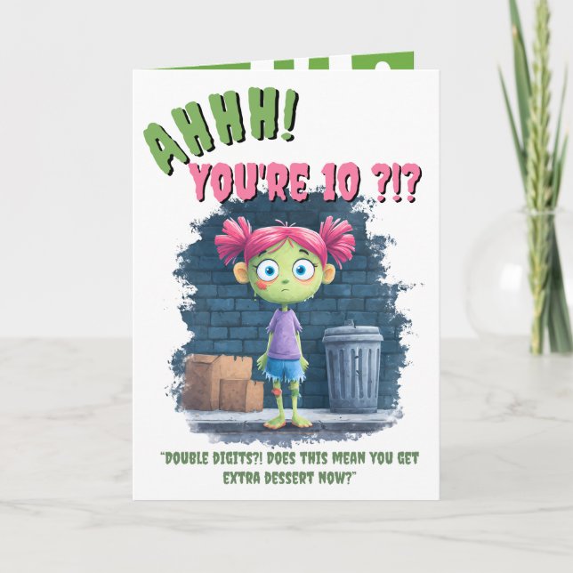 Funny Girl Zombie Birthday  Card (Front)