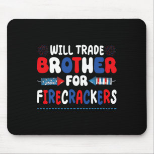 Funny Girls 4th Of July Kids Trade Sister For Fire Mouse Mat