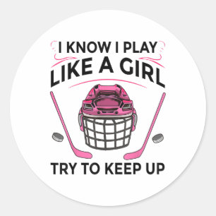 Funny Girls Hockey Designs For Women Field Hockey Classic Round Sticker