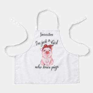 Funny Girls Love Pigs Personalised Apron