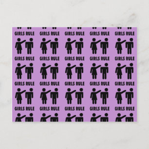 Funny Girls Rule Purple Girl Power Feminist Gifts Postcard