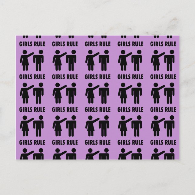 Funny Girls Rule Purple Girl Power Feminist Gifts Postcard (Front)