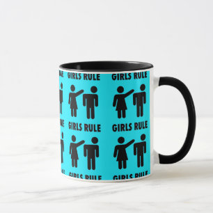Funny Girls Rule Teal Turquoise Blue Girl Power Mug