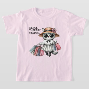 Funny girls shopping lovers word art cat T-Shirt