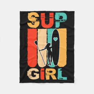 Funny Girls Sup Stand Up Paddling Surfer Surfing W Fleece Blanket
