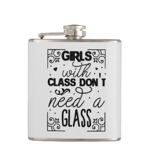 funny girls word art drinking lovers hip flask