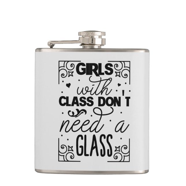 funny girls word art drinking lovers hip flask (Front)