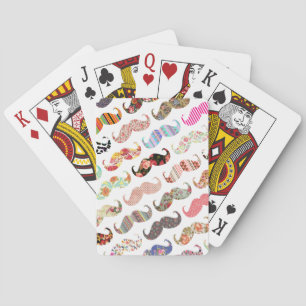Funny Girly  Colorful Patterns Mustaches Playing Cards