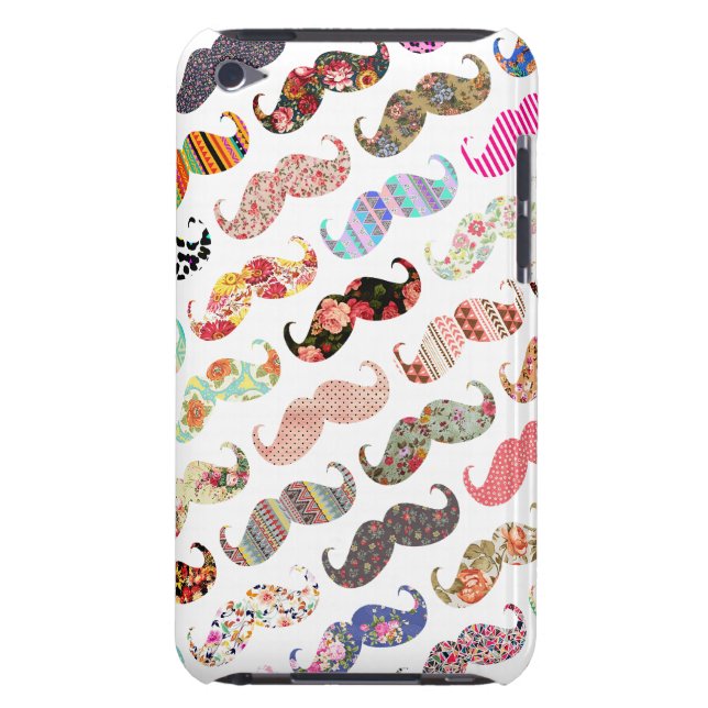 Funny Girly  Colourful Patterns Moustaches Barely There iPod Cover (Back)