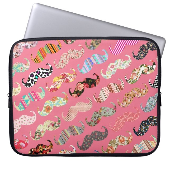 Funny Girly Colourful Pink Aztec Patterns Laptop Sleeve (Front)