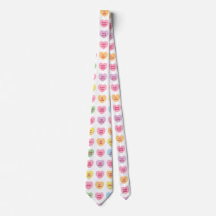 Funny girly cute custom conversation candy hearts tie