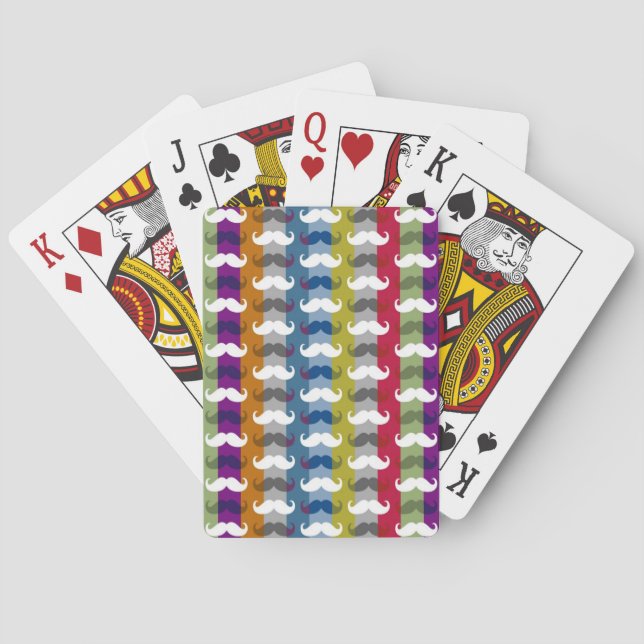 Funny Girly Moustache 5 Playing Cards (Back)