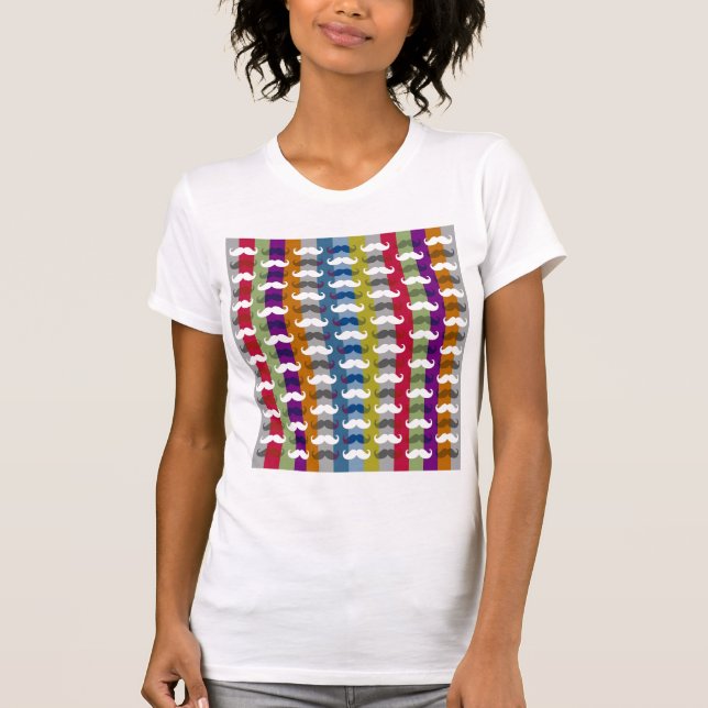 Funny Girly Moustaches 4 T-Shirt (Front)