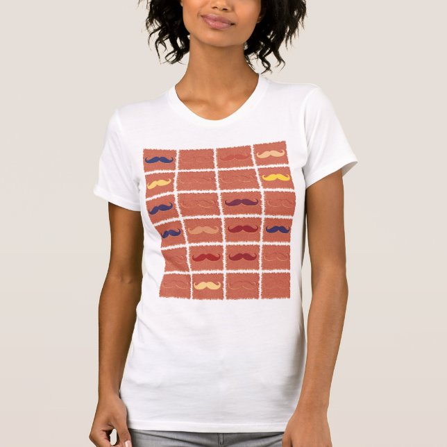 Funny Girly Moustaches T-Shirt (Front)