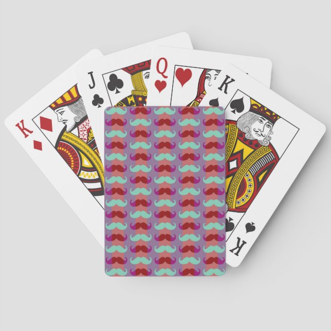 Funny Girly Mustache 6 Playing Cards (Back)