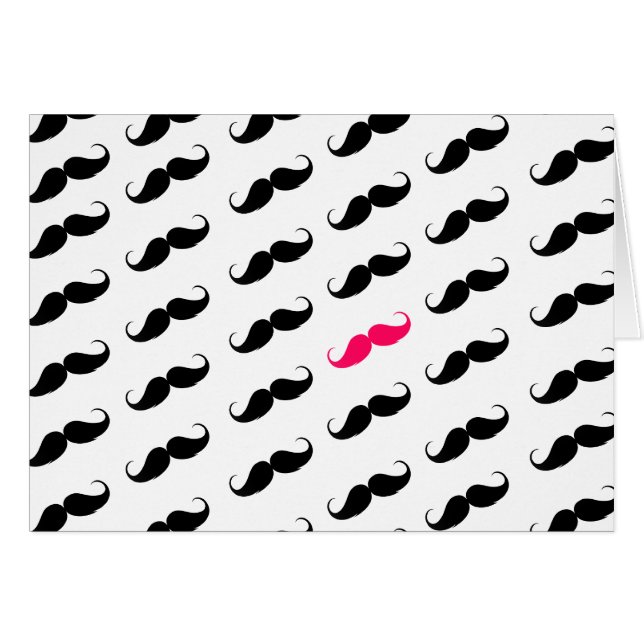 Funny Girly Pink  And Black Moustache Pattern (Front Horizontal)