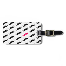 Funny Girly Pink  And Black Moustache Pattern