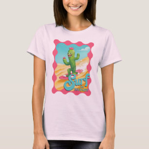 Funny girly surfing cactus southwestern desert T-Shirt