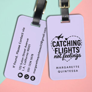 Funny Girly Travel Purple Vacation Airplane Humor Luggage Tag