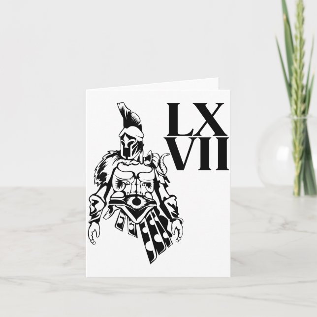 Funny Gladiator 67 Meme Roman Numerals Lxvii Viral Card (Front)
