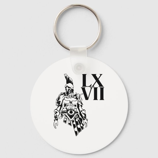 Funny Gladiator 67 Meme Roman Numerals Lxvii Viral Key Ring (Front)