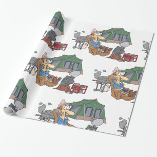 Funny Glamping Cartoon Luxury Camping  Wrapping Paper