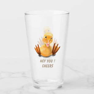 Funny Glass with Playful Duck Smile - Cheers
