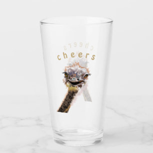 Funny Glass with Playful Ostrich - Cheers