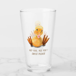 Funny Glass with Playful Yellow Duck - Smile