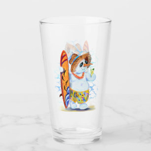 Funny Glass with Summer Snowman Surfer