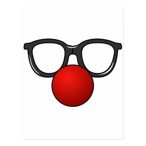 Funny Glasses With Red Funny Nose Postcard | Zazzle