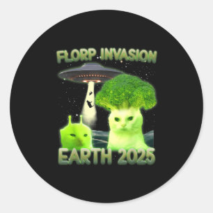 Funny Glerp Glorp Funny Alien Cat Meme Vintage  Classic Round Sticker