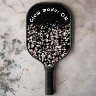 Funny glitter glow black white blush inspirational pickleball paddle