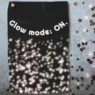 Funny glow glitter black white rose gold blush golf towel
