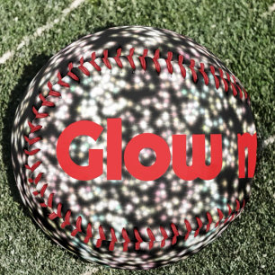 “Funny glow mode on glitter red black 80th 90th  Baseball
