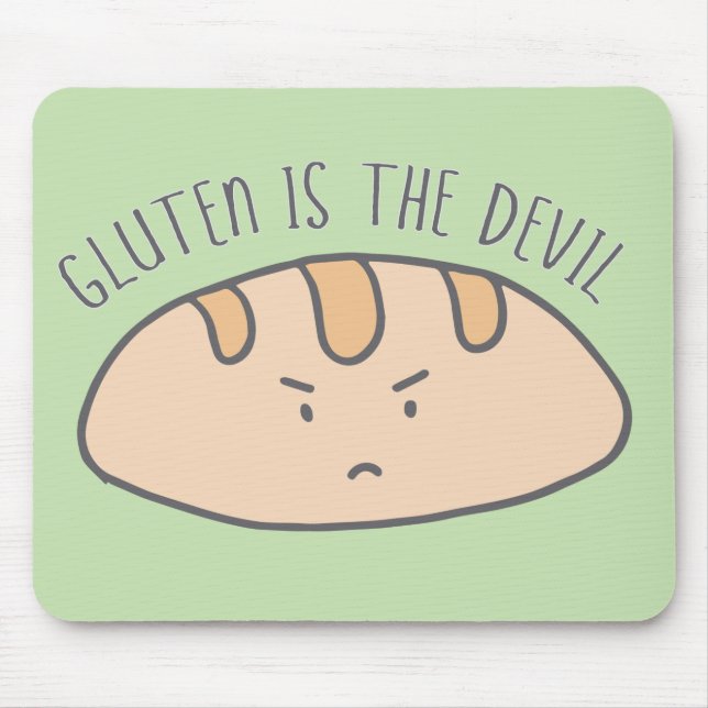 Funny Gluten is the Devil Gluten Free Mouse Mat (Front)