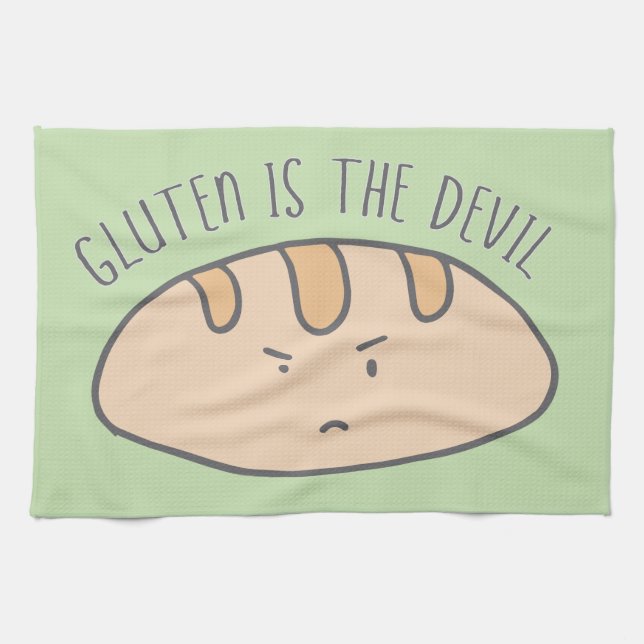 Funny Gluten is the Devil Kitchen Towel (Horizontal)