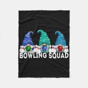 Funny Gnome Bowling Squad For Family Cute Bowling  Fleece Blanket