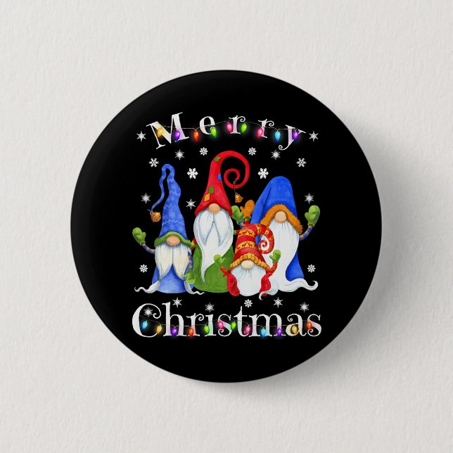 Funny Gnome Christmas Garden Gnome Merry 6 Cm Round Badge (Front)