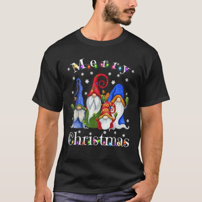 Funny Gnome Christmas Pyjamas Garden Gnome Merry C T-Shirt (Front)