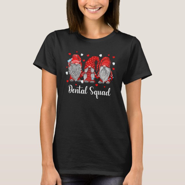 Funny Gnome Dental Squad Leprechaun Dentist Valent T-Shirt (Front)